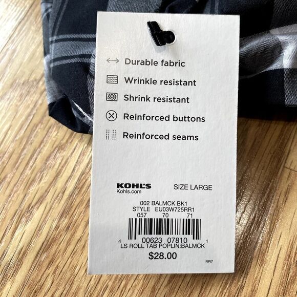 Urban Pipeline Plaid Button Up Black Gray Large - Picture 9 of 11